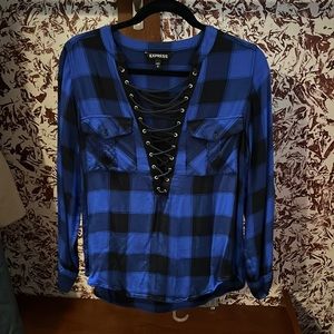 shoe lace flannel top